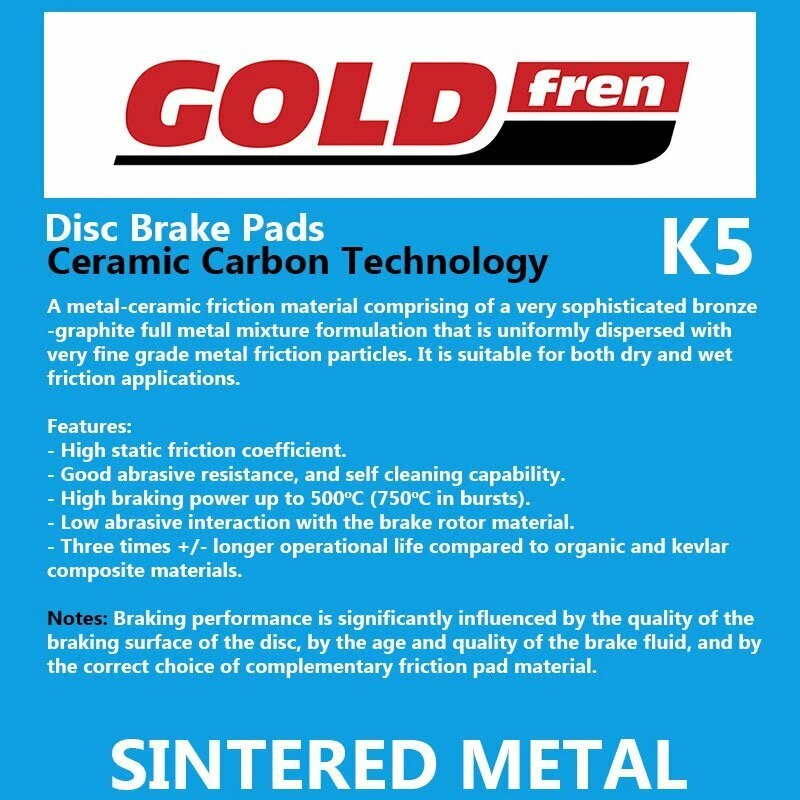 Комплект спеченных задних тормозных колодок Goldfren для KTM 350 EXC-F 2016-2019 2020 2021 2022 - Изображение 4 из 4