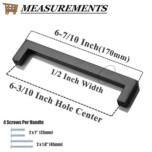 Black Square Kitchen Door Handles Cupboard Drawer Pulls eBay
