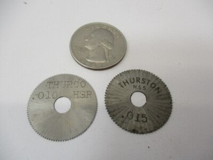 (2) Thurston 1" OD Horizontal Milling Saw Blade .010" & .015" Thick x 1/4" ID EC