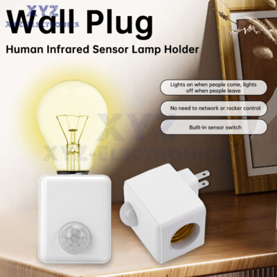 Infrared Wall Plug-in Human Motion Sensing E27 Socket Light Bulb Holder EU/US