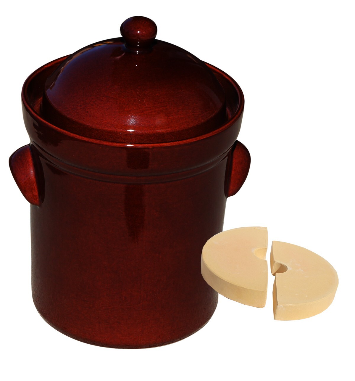 Polish Pottery Sauerkraut Fermenting Crock Pot 15 Liter Pressing Stones