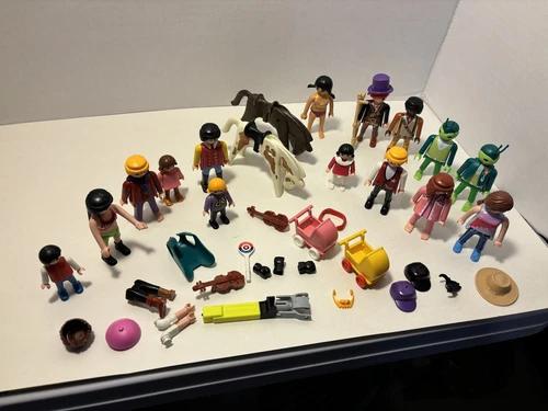 Vintage Playmobil Geobra People Figures Lot With Accessories