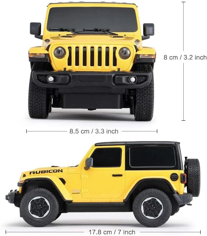 RASTAR Jeep Wrangler JL 1:24 RC auto giocattolo telecomandata, giallo, per bambi - Immagine 3 di 4
