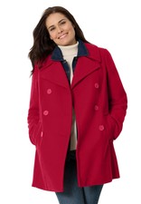 Woman Within Women's Plus Size Wool-blend Double-breasted Peacoat