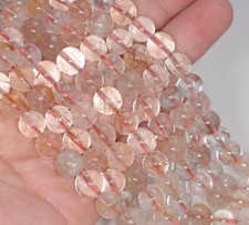 11-12MM COPPER BRONZE RUTILATED QUARTZ GEMSTONE ROUND LOOSE BEADS 15.5"