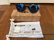 Costa Del Mar Sunglasses Shiny Tiger Cowrie/Blue 580G Polarized HAS CRACKED LENS