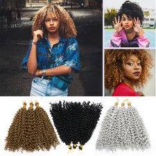 14" Deep Curly Water Wave Crochet Braiding Hair Extensions Real Natural As Human