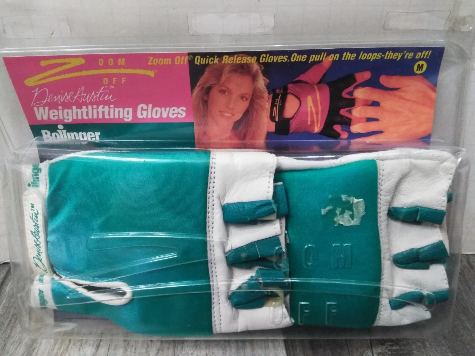 N.O.S Denise Austin Weightlifting Gloves white /teal colors size MEDIUM