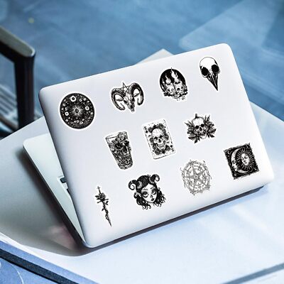 50 Stück Gothic Aufkleber Set – Wasserfeste Vinyl-Sticker In Lila & Schwarz Für Skateboard, Helm, Flasche