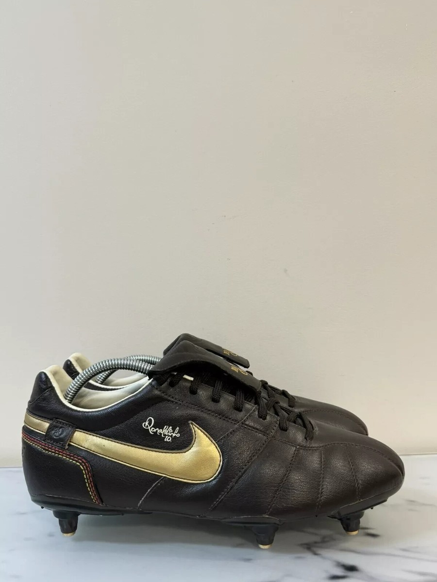 Nike Tiempo R10 Ronaldinho SG Brown Leather RARE US 10 Soccer