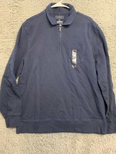Club Room Sweater Blue Large Mens 1/4 Zip Long Sleeve Collar Cotton Pocket
