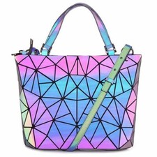 Geometric Luminous Purses and Handbags for Women Holographic Reflective Crossbod