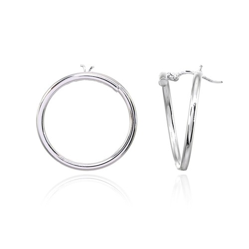 Boucles D'oreilles Créoles En Argent Sterling - 3 Cercles Ronds Polis 20mm - Neuf