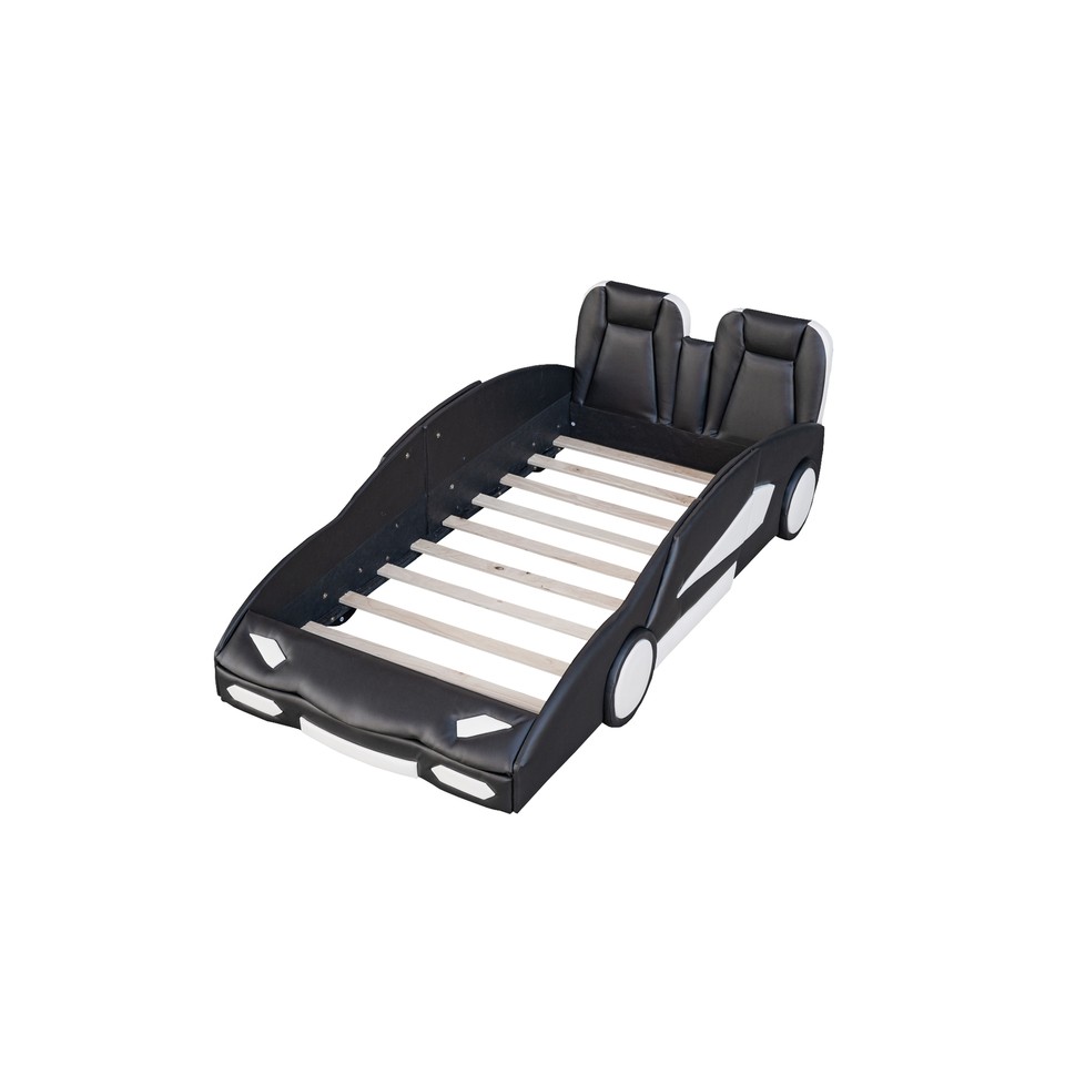 Twin Size Race Car Bed with Wheels Black Kids Furniture Design eBay