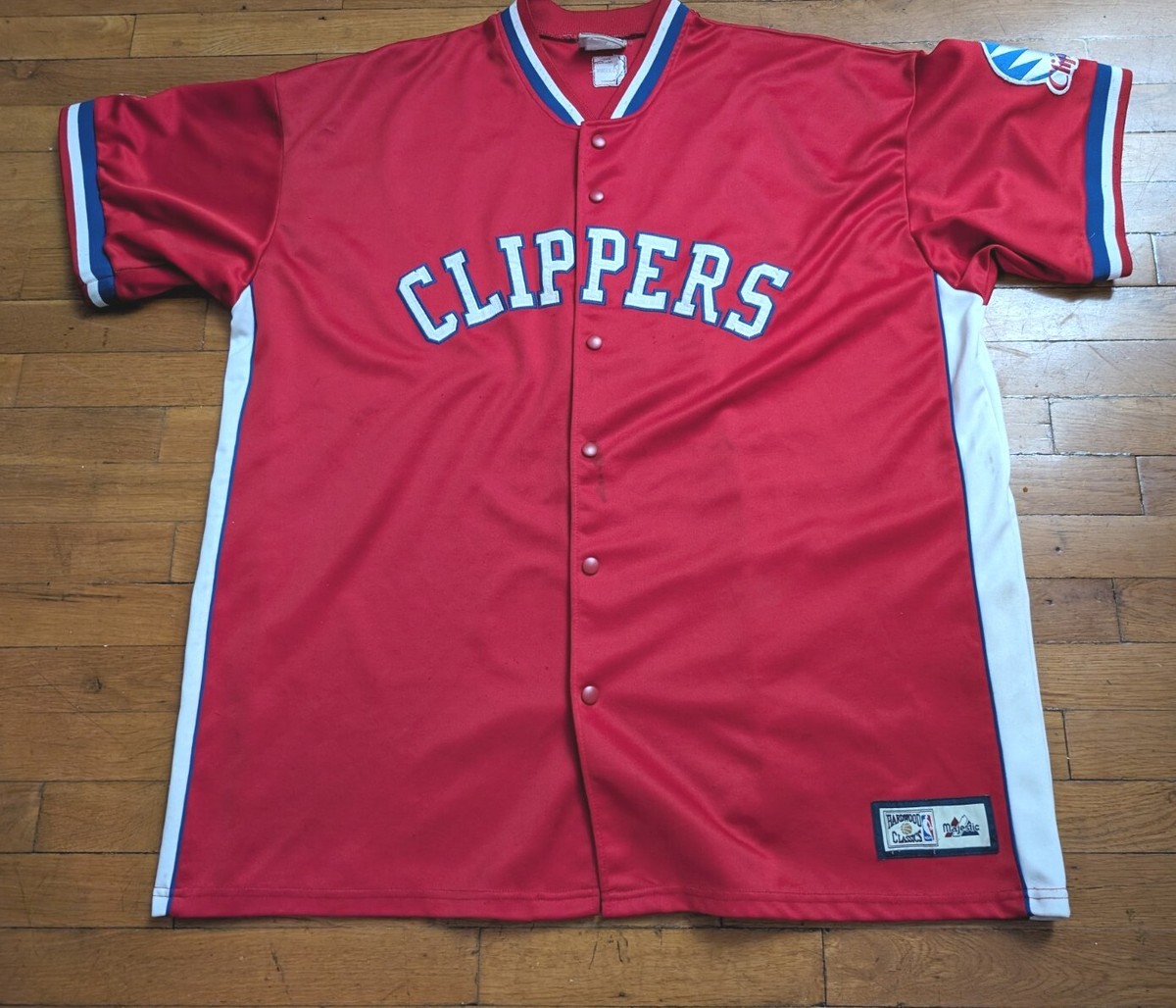 Vintage Majestic Clippers Mens Button Up Jersey Hardwood Classics