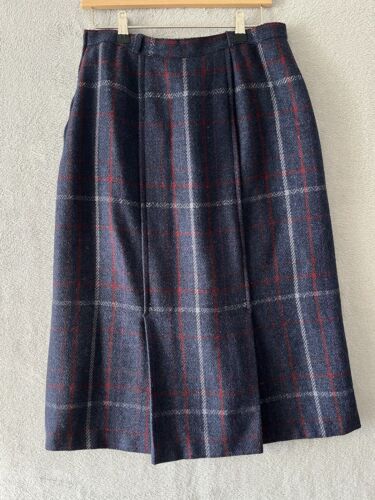 Vintage M&S Skirt St Michael 80s ✔️Pure Wool Check ~ Made in W.Germany UK 10 - Picture 4 of 18