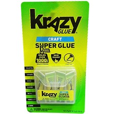 Krazy Glue CRAFT SUPER GLUE GEL  FINE TIP  PLASTIC CERAMIC WOOD RUBBER METAL 