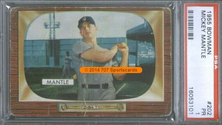 1955 Bowman 202 Mickey Mantle New York Yankees PSA 1 (3101)