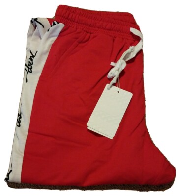 NEW Hakjay Men's Slim Fit Striped Sweatpants Jogger Workout Pants Red 2XL