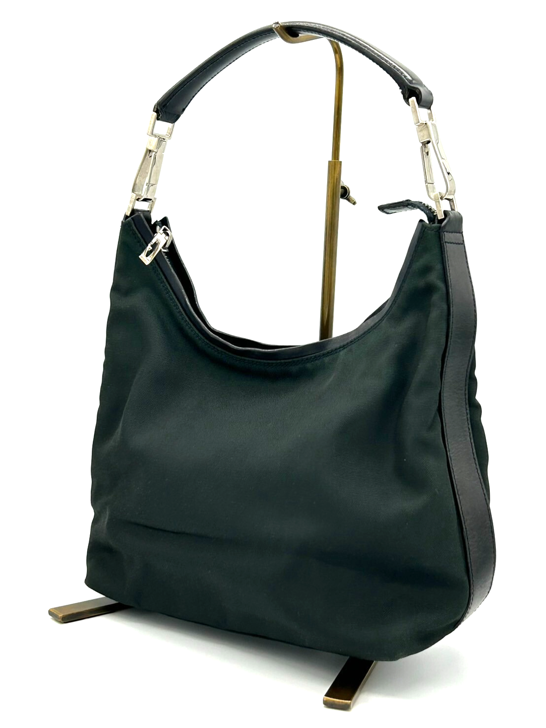 Gucci Nylon Leather Black Hand Bag Shoulder Bag Authentic