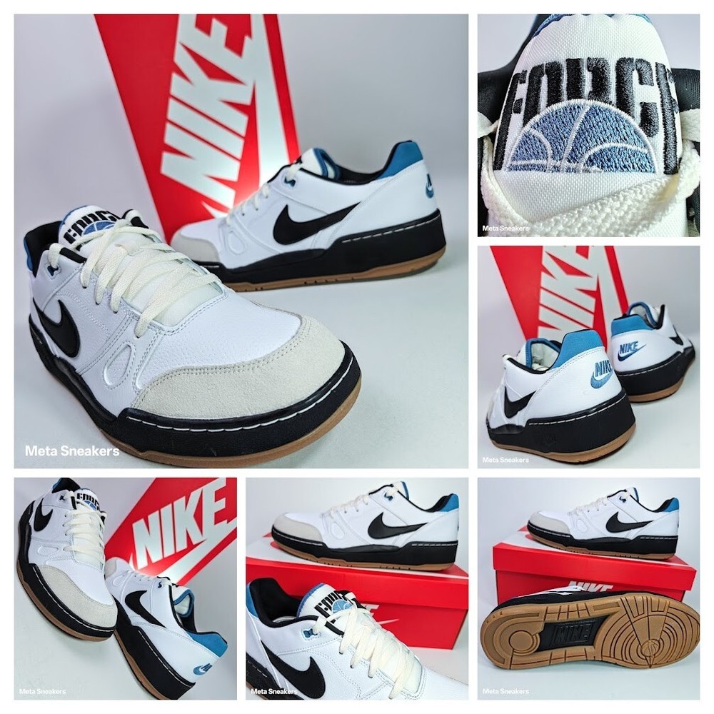 US 14 Nike Men's White Black Gum Blue Retro Full Force Low Sneakers New in Box