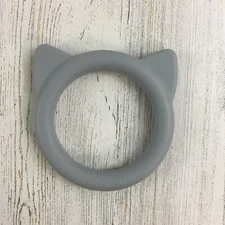 Mushie Silicone Baby Teether Toy Gray Cat Teething Ring