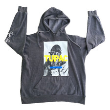 2 Pac Tupac Amaru Shakur Pull Over Hoodie Sweatshirt Size Large Gray