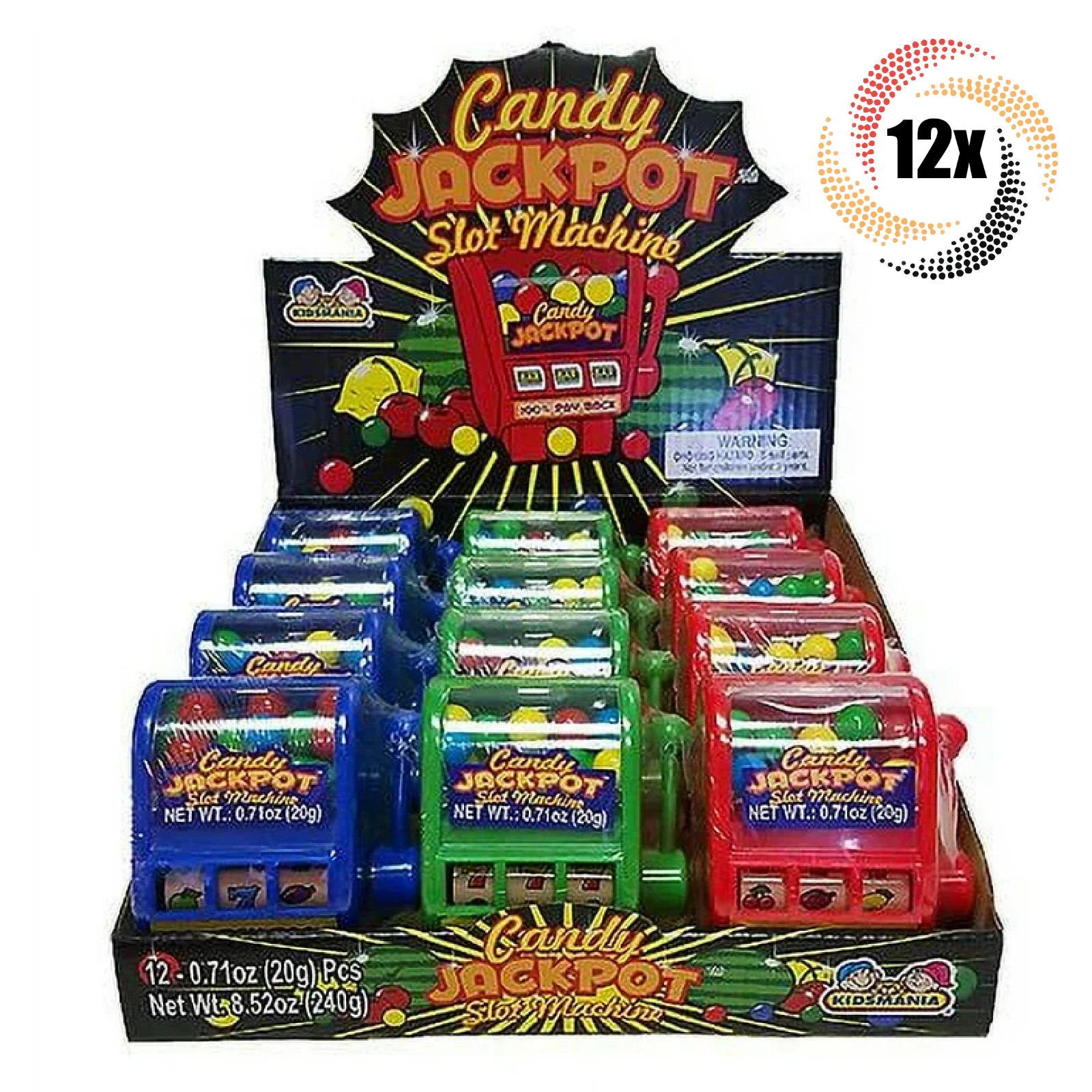 Полная коробка 12-кратного автомата Kidsmania Candy Jackpot Игровой автомат Ассорти из конфет 71 унция 6690₽