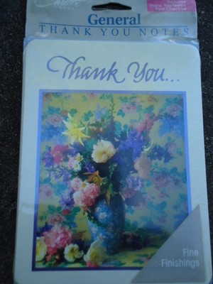 Carlton Cards General Thank You Notes Vase of Flowers 8 Pieces Unopened