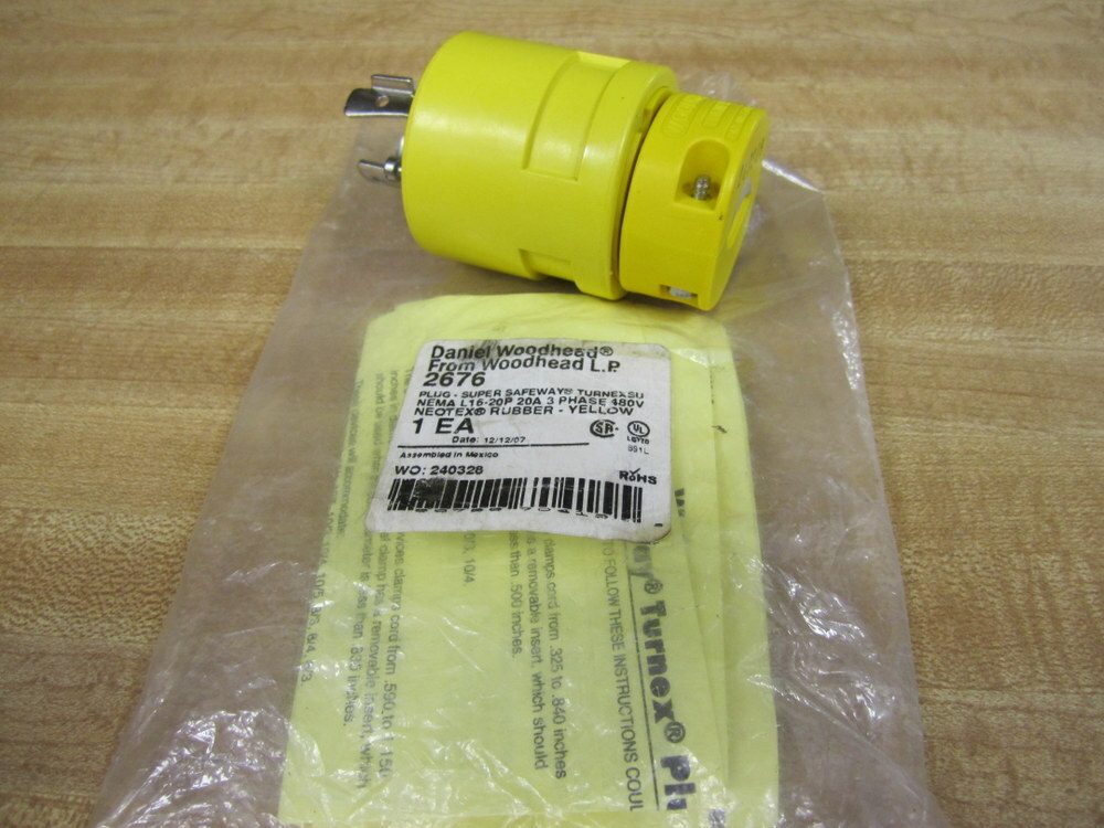 WOODHEAD 2676 20 Amp 480 Volt Plug L16-20P 3P/4W for sale online | eBay