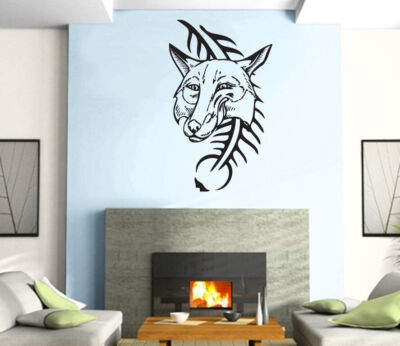 Fox Head Predator Aggressive Tribal Mural Wall Art Decor Vinyl Sticker (z903)