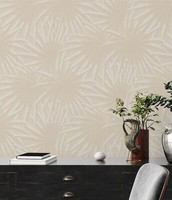 Vliestapete Dschungel PalmbläTter Blattmuster Beige Creme 39338-2 (3,74€/1Qm)