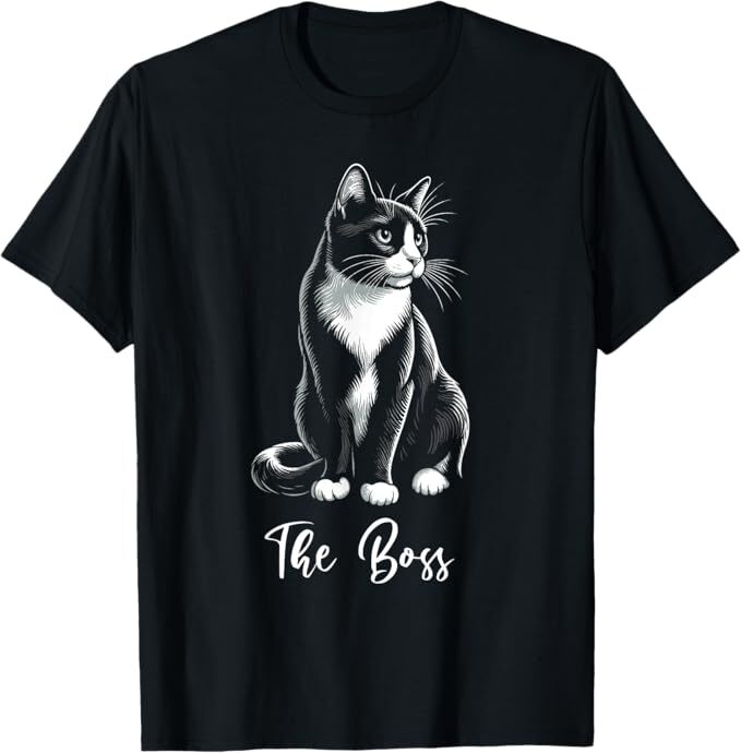 Tuxedo Cat Lover Gift Boss Cat Owner Tee  