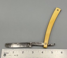 De Colección The Torrey Razor Co Maquinilla de Afeitar Recta Color Marfil Mango Celuloide 6" MASA EE. UU.