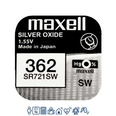 1 x Maxell 362 Uhrenbatterie 1,55 V SR721SW SR58 AG11 LR721 25mAh Knopfzelle