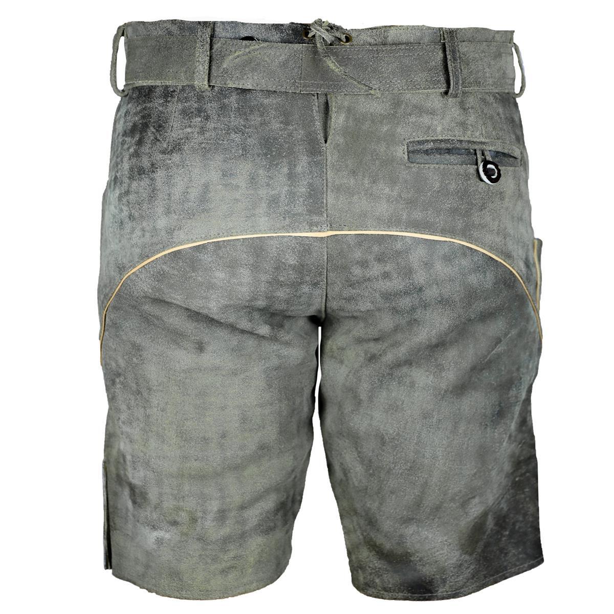 PAULGOS Trachtenhose Herren Lederhose Kurz Mit Trägern 100% Echtleder - HK3 ANTIK