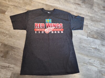Detroit Red Wings Swedish 7 Tee Shirt Lindstrom Zetterberg Franzen Size XL Gray