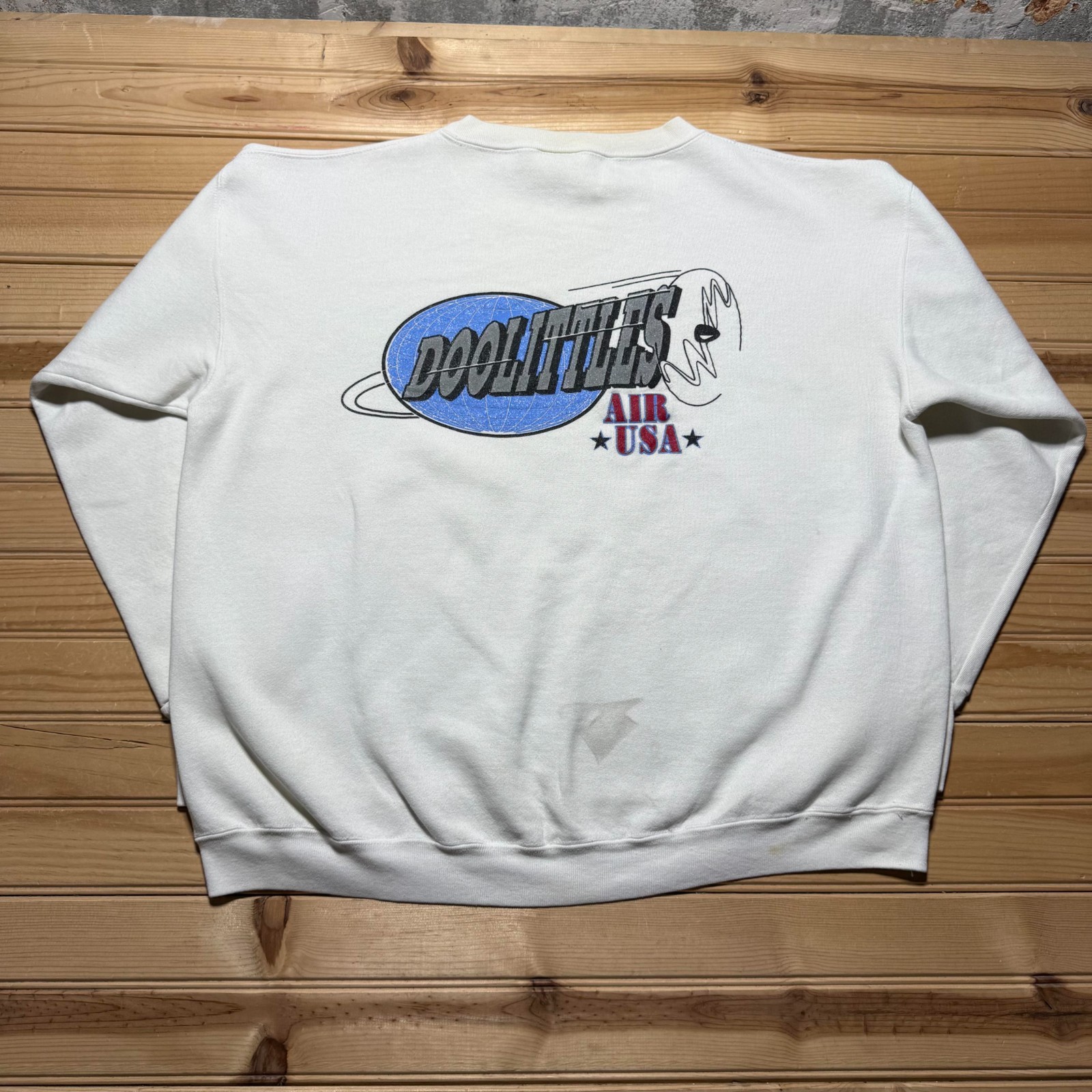Vintage 90s Doolittles Air USA Graphic Fleece Crewneck Pullover Sweatshirt - XL