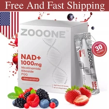 ZOOONE NR1000 NAD+ Drink Mix - Berry Flavor, Energy & Skin Support, 30 Pack