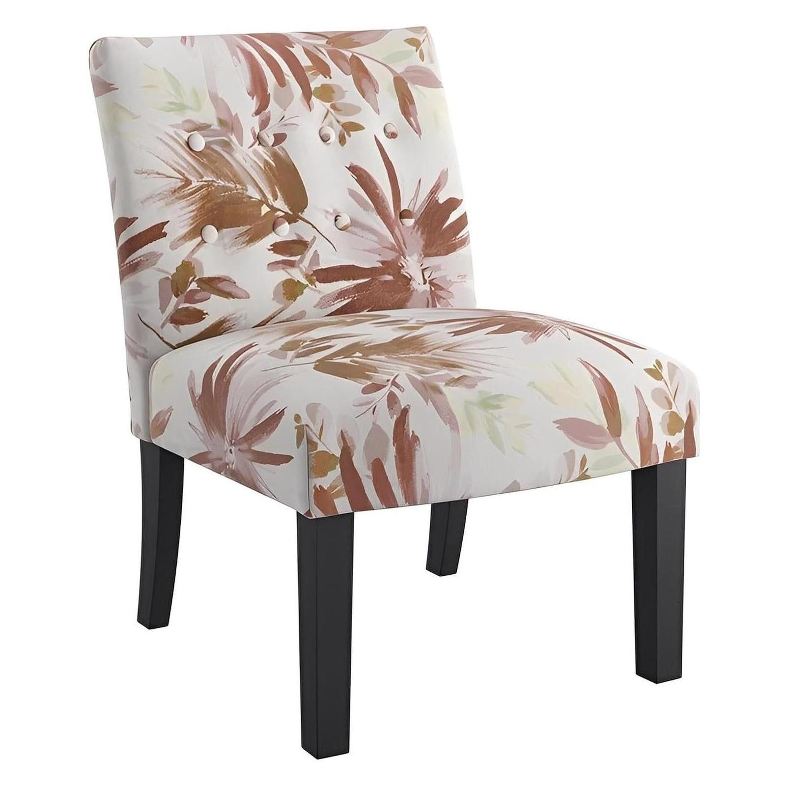 Red Multi Fabric Accent Armless Chair, Spring Support, Floral Design (2-Pack)