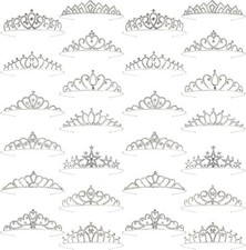 26Pcs Tiaras Crowns Headband for Girls Women Small Silver Princess Tiara Bulk