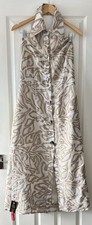 cult gaia dress l large beige halter button front midi midaxi new