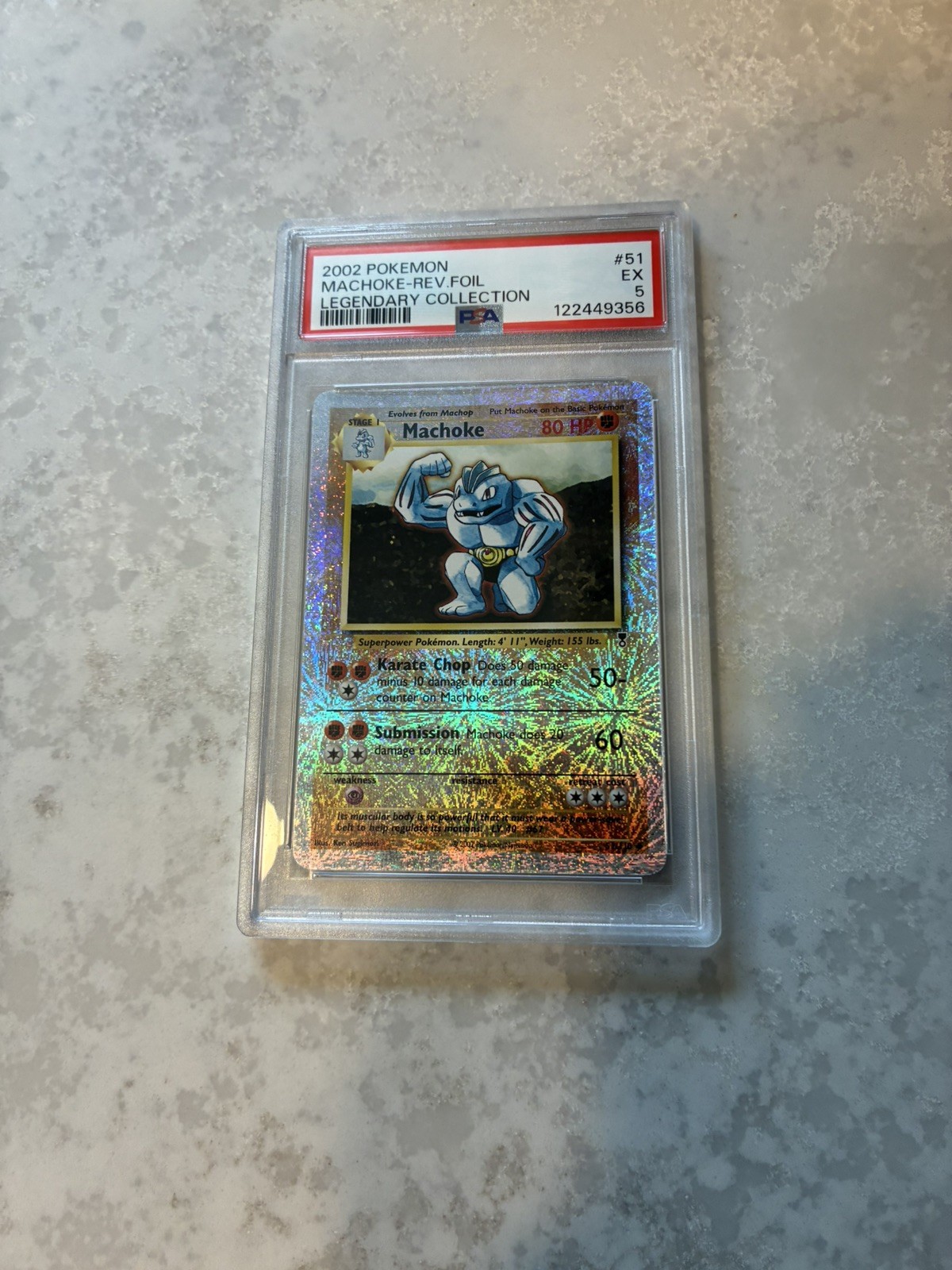 2002 POKEMON LEGENDARY COLLECTION #51 MACHOKE-REVERSE FOIL PSA 5