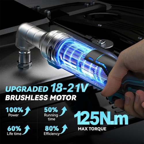 3/8" Brushless Akku Ratschenschlüssel 125N.m Drehmoment passend Makita 18V Bediengerät Akku - Bild 3 von 12