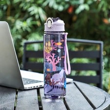 790ml Cute Dinosaur Car Cartoon Plastic Water Bottle With Straw Leakproof