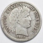 1912-D Barber Silver Dime Denver Mint Very Good (VG)
