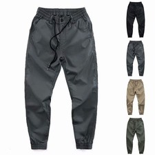 Retro Men's Cargo Trousers Slim Fit Polyester Durable Breathable Long Pants