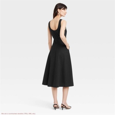 sabrina carpenter black and white dress Black Heavy Cotton Tailoring Corset Midi Dress main image 1