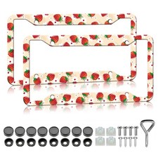 Cute Strawberry License Plate Frames - 2 Pack Funny Flower Strawberry License...