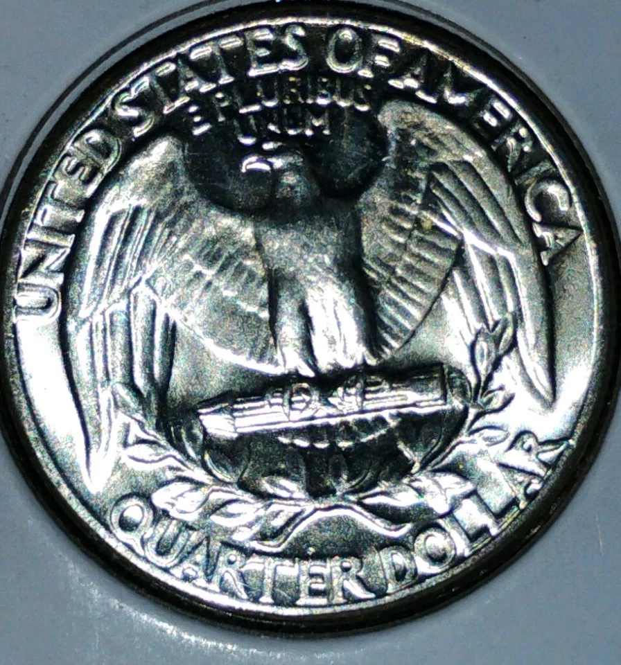 1964 AU Washington Quarter Philadelphia Mint, Misaligned Dye Strike On Reverse - Image 2 of 4